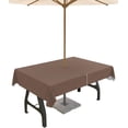 thumbnail image 1 of Brown Outdoor Tablecloth with Umbrella Hole and Zipper, Solid Color Table Cover for Rectangle Tables Waterproof Tabletop Collection for Patio, Garden, Picnic, Camping 60 x 84 inch, 1 of 6