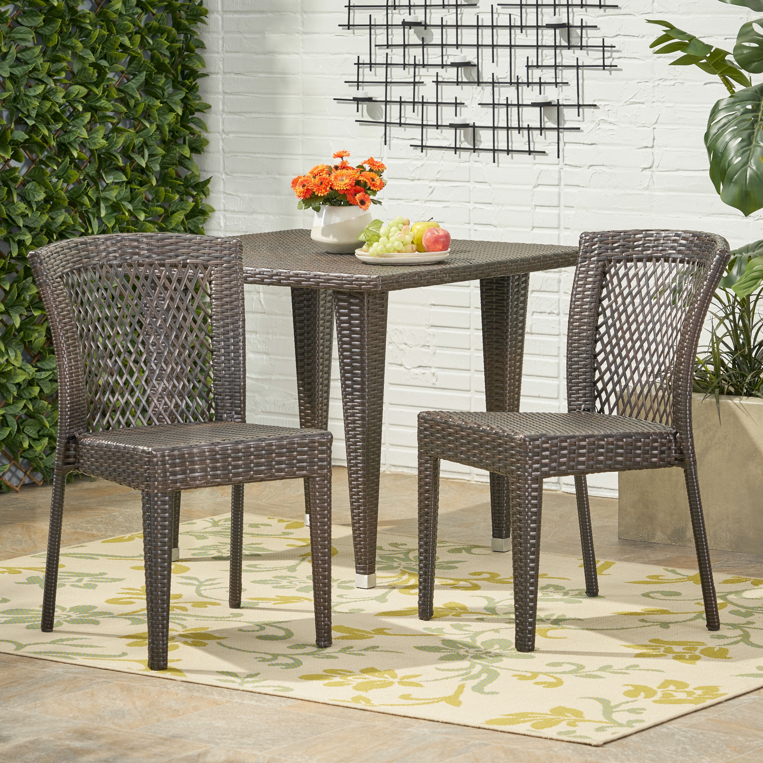 Brown Outdoor Wicker Chairs (Set of 2)