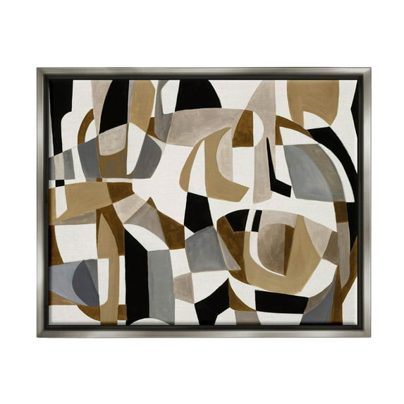 Brown Overlapping Geometric Shapes Abstract Painting Luster Gray Framed Art Print Wall Art