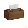 thumbnail image 1 of Brown PU Leather Rectangular Tissue Box Cover, 7 inch x 4.3 inch x 3.1 inch, Tissue Holder with Bottom Belt for Bathroom, Car, Hotel, 1 of 7