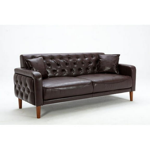 Brown PU Leather Sofa Bed On-Site