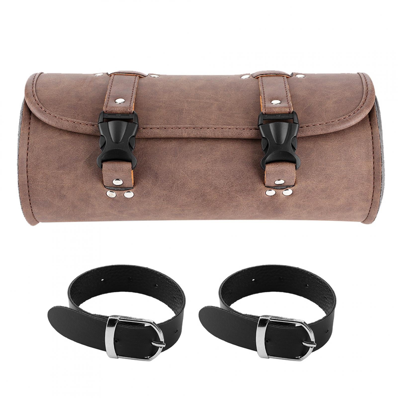 Brown PU leather side saddle bag tool storage bag retro style universal