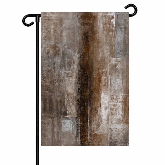 Brown Paint Textured Garden Flags for Outside Abstract Rustic Earthy Tones Double Sided Yard Flags Outdoor House Decoration, Small 12X18 Inch,