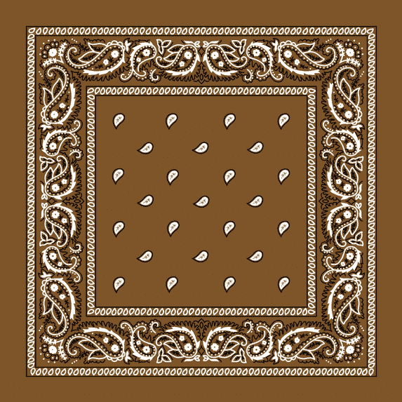 Brown Paisley Bandanas - Dozen Packed 22x22