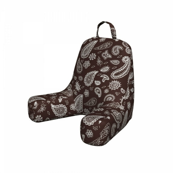 Brown Paisley Reading Pillow Cover, Damask Inspired Flower Ornaments Antique Folkloric Continuous Pattern, Unstuffed Printed Bed Rest Case from Soft Fabric, Small, Brown and White, by Ambesonne