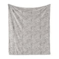 thumbnail image 1 of Brown Paisley Soft Flannel Fleece Blanket, Intertwined Detailed Sketch Motifs of Flowers and Antique Ornaments, Cozy Plush for Indoor and Outdoor Use, 50" x 60", Dark Mauve and White, by Ambesonne, 1 of 5