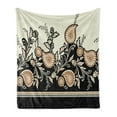 thumbnail image 1 of Brown Paisley Soft Flannel Fleece Throw Blanket, Traditional Pattern of Flowers and Folkloric Print, Cozy Plush for Indoor and Outdoor Use, 60" x 80", Eggshell Charcoal Grey, by Ambesonne, 1 of 5