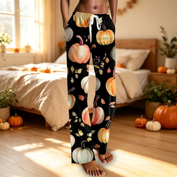 Brown Pajama Pants for Women Womens Halloween Pajamas Pants Cute Magical Pajama Soft Long Bottoms Women Fall Pjs L