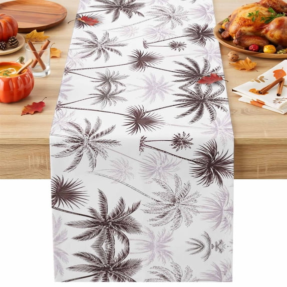 Brown Palm Tree Cotton Linen Rectangle Table Runners 13