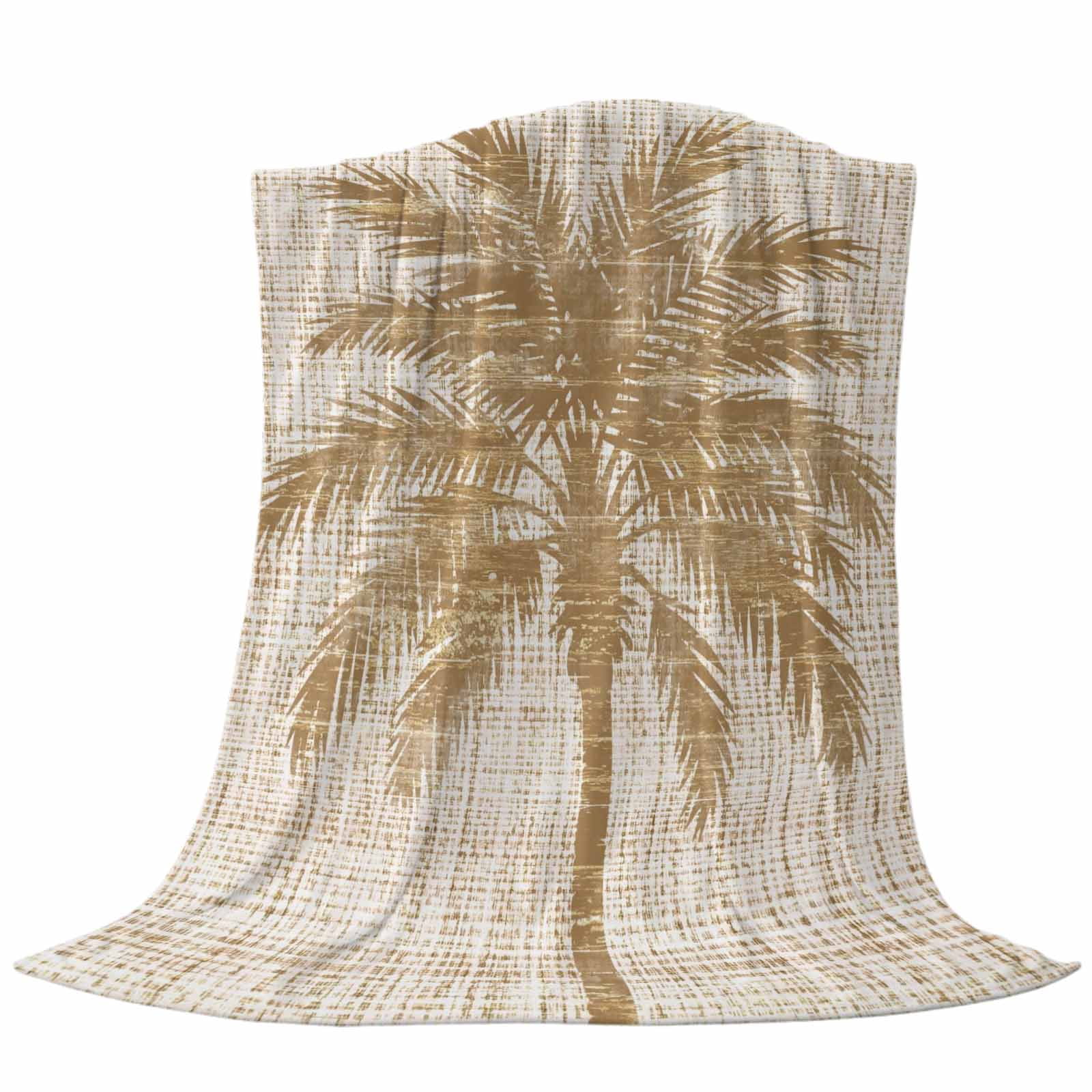 Brown Palm Tree Fleece Throw Blanket Lightweight Country Linen Texture ...