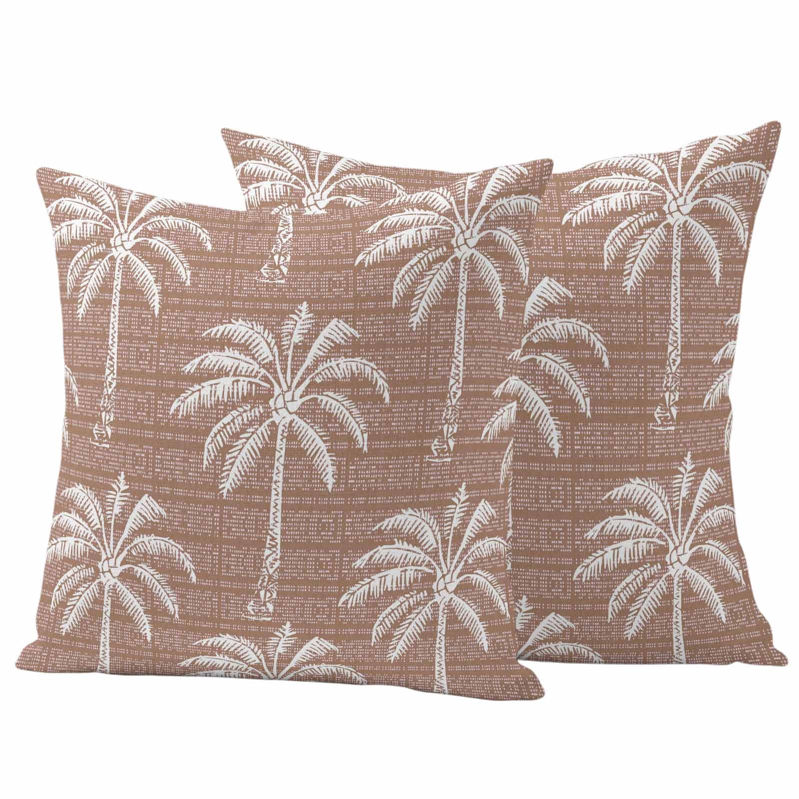 Brown Palm Tree Outdoor Waterproof Pillow Covers, Summer Botanical ...