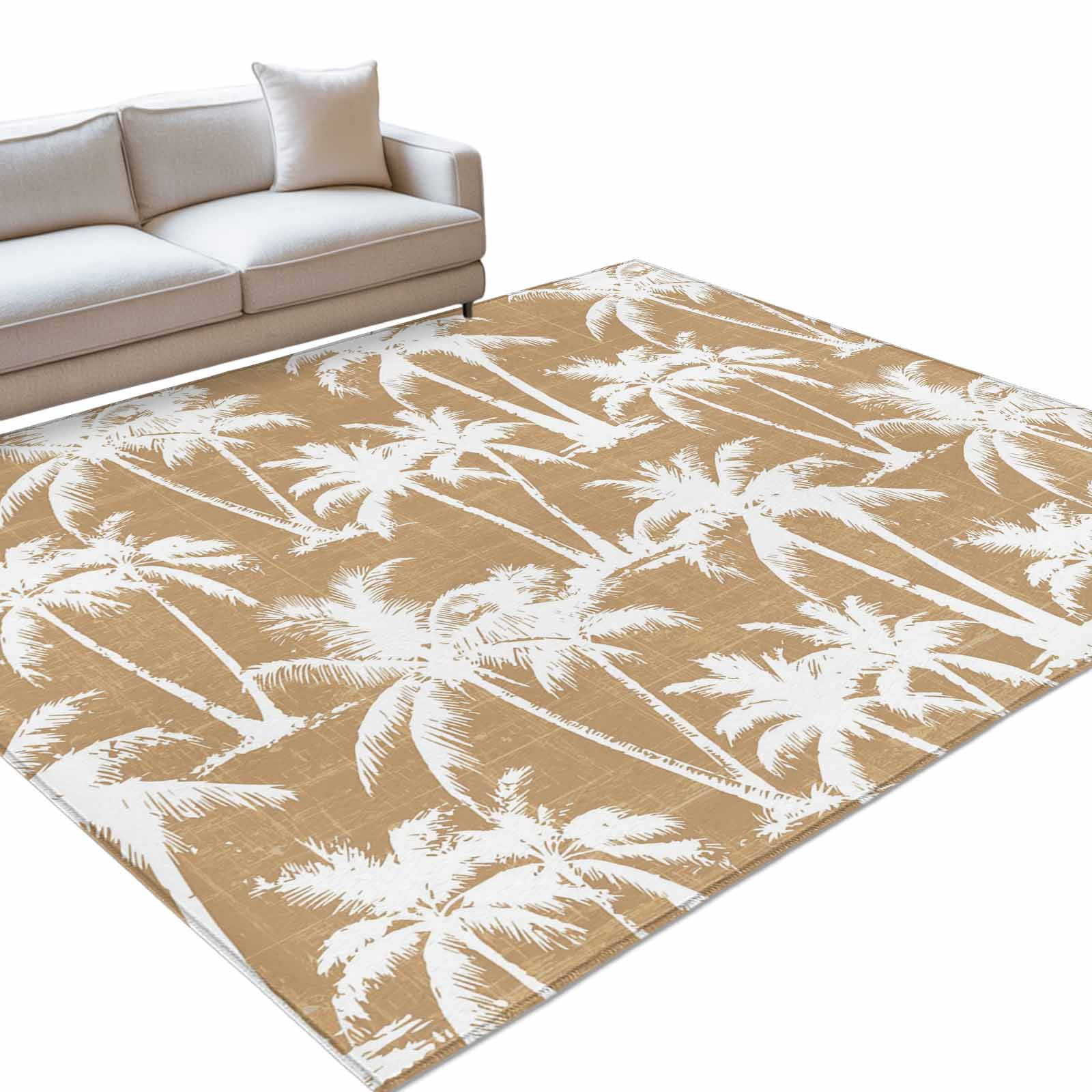 Brown Palm Tree Rectangle Rug 3'x5' Summer Tropical Country Nautical ...
