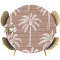 thumbnail image 1 of Brown Palm Tree Round Tablecloth 36-44 Inch Round Fitted Table Cloth with Elastic Edge, Summer Botanical Tropical Tree Waterproof Table Cover Protector for Outdoor Picnic Party Dining, 1 of 9