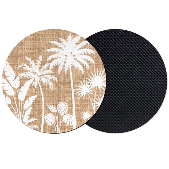 Brown Palm Trees Coasters Set of 2, Absorbent Coasters for Drinks, Tropical Vintage Summer Botanical Coaster for Desk Coffee Table Protection, Home Decor House Warming Gifts 4"