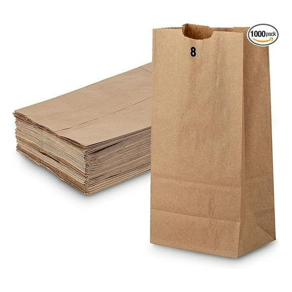 Brown Paper Bags 8 lbs. - Disposable Paper Lunch Bags Perfect for Shopping - Pack of 1000