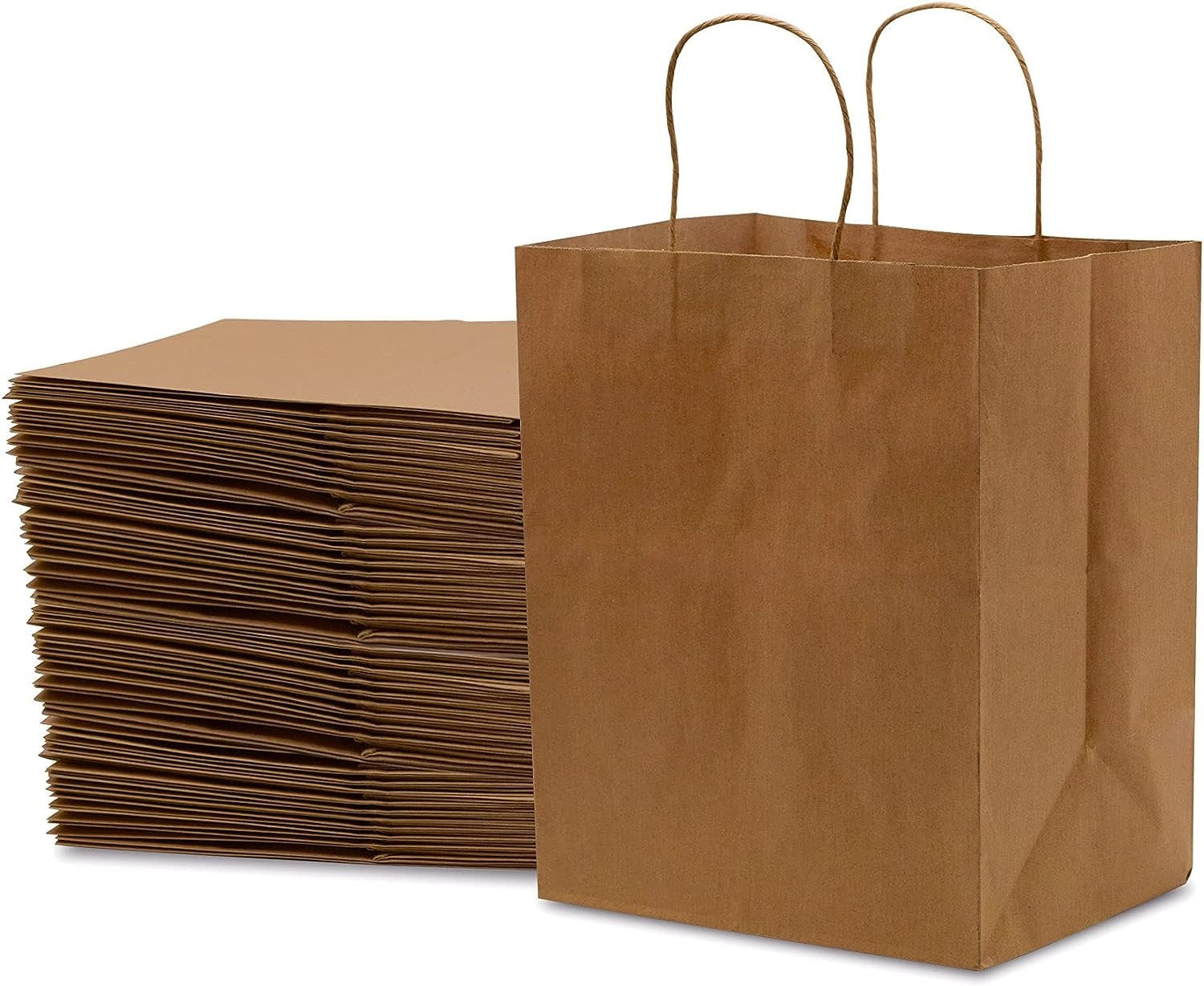 Brown Paper Bags with Handles 10x6.75x12 50 Pack Catering Bag