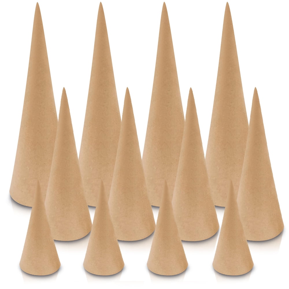 Bulk Set of 12 Paper Mache Craft Cones by Smalltown Home 3 Sizes in