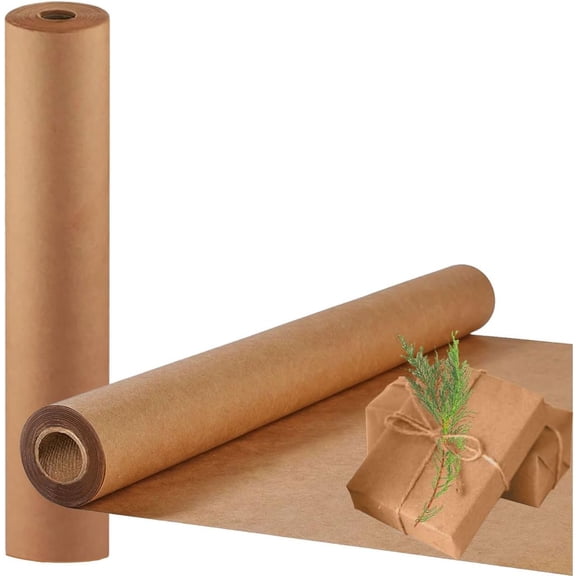 Brown Paper Roll, 17'' x 590'', 44cmx15m Kraft Wrapping Paper, 80GSM Thicken for Packing, Moving, Shipping Floor Covering Table & Crafts/Arts, Bond 1 Pack