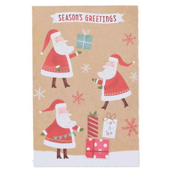 Brown Paper Santa Claus Gift Wrapper Holiday Christmas Cards