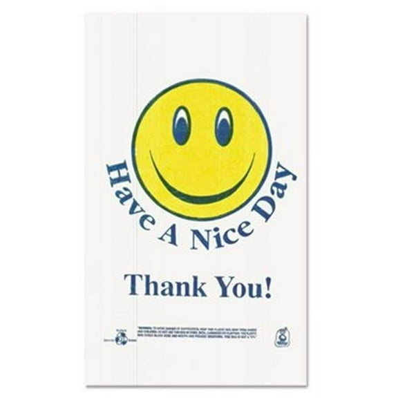 Brown Paper Smiley Face Shopping Bags 12.5 microns 11.5" x 21" White 900/Carton T16SMILEY