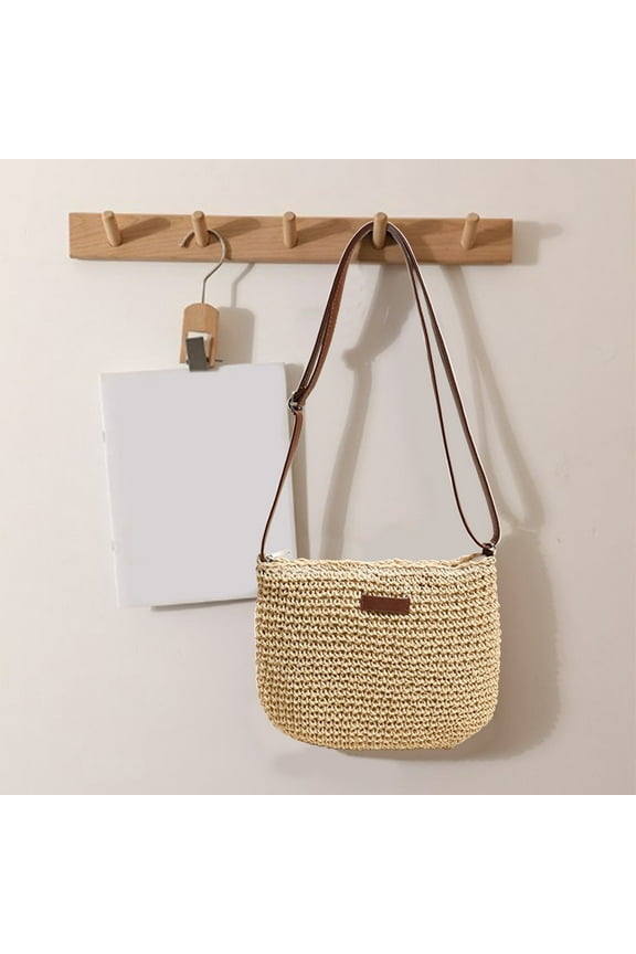 Brown Paper Straw Woven Handbag | Adjustable Shoulder Strap | Spacious Main Compartment | Beach Bag & Travel Purse for Women