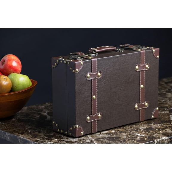 Brown Paperboard Suitcase Set - Decorative Storage Boxes for Home, Party & Gift Use