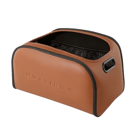 Brown Passenger Side Storage Box, Premium PU Leather Multi-Purpose Car Organizer with Wide Opening Design, Large Capacity Vehicle Storage Bin for Front Passenger Seat & Car Trunk