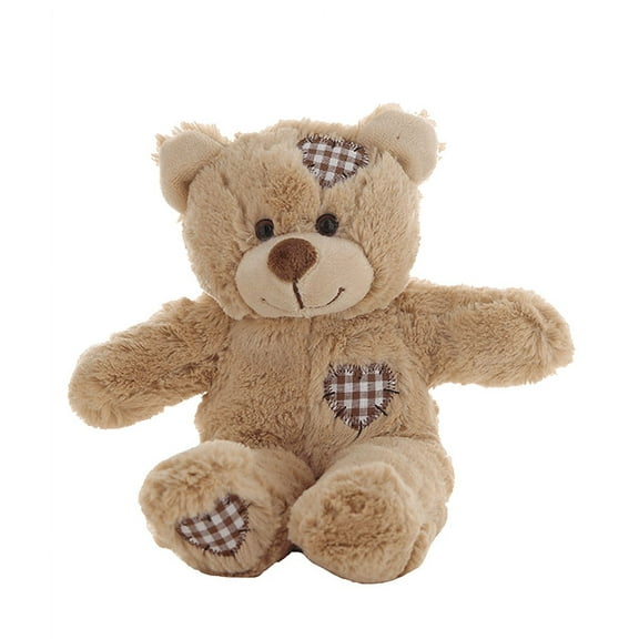 Brown Patches Bear 8 Inch Plush Stuffed Animal Toy, Soft Patchwork Wildlife Companion