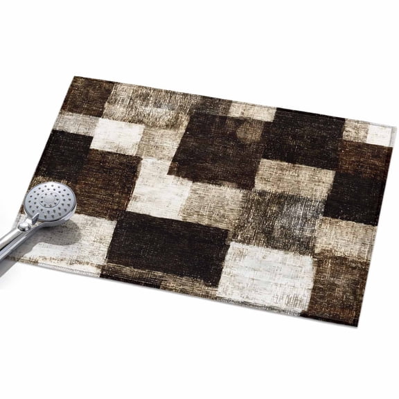 Brown Patchwork 2x3ft Non Slip Area Rug Modern Abstract Coffee Brown Patchwork Washable&nbsp;Soft Area Rugs for Living Room, Indoor&nbsp;Circle Carpet for Bedroom Dining Room Kitchen