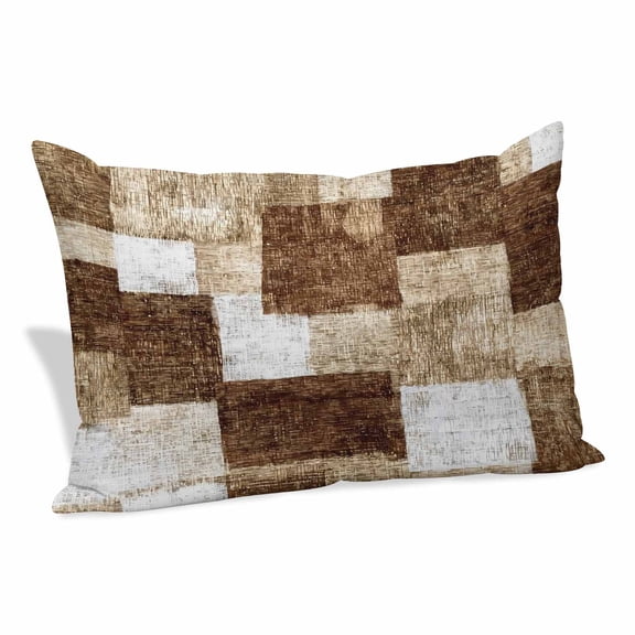 Brown Patchwork Body Pillow Cover Modern Abstract Dark Brown Patchwork Soft Satin Body Pillowcase with Hidden Zipper Long Pillow Case for Bedroom Sofa Couch Car 12"x20"