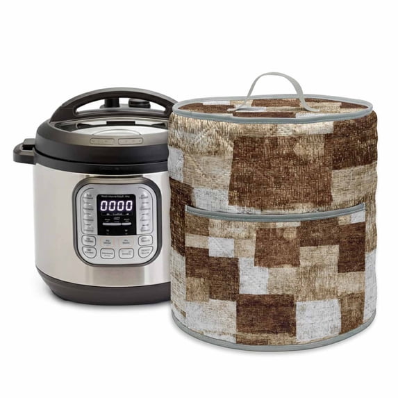 Brown Patchwork Rice Cooker Cover 6 Quart Modern Abstract Dark Brown ...