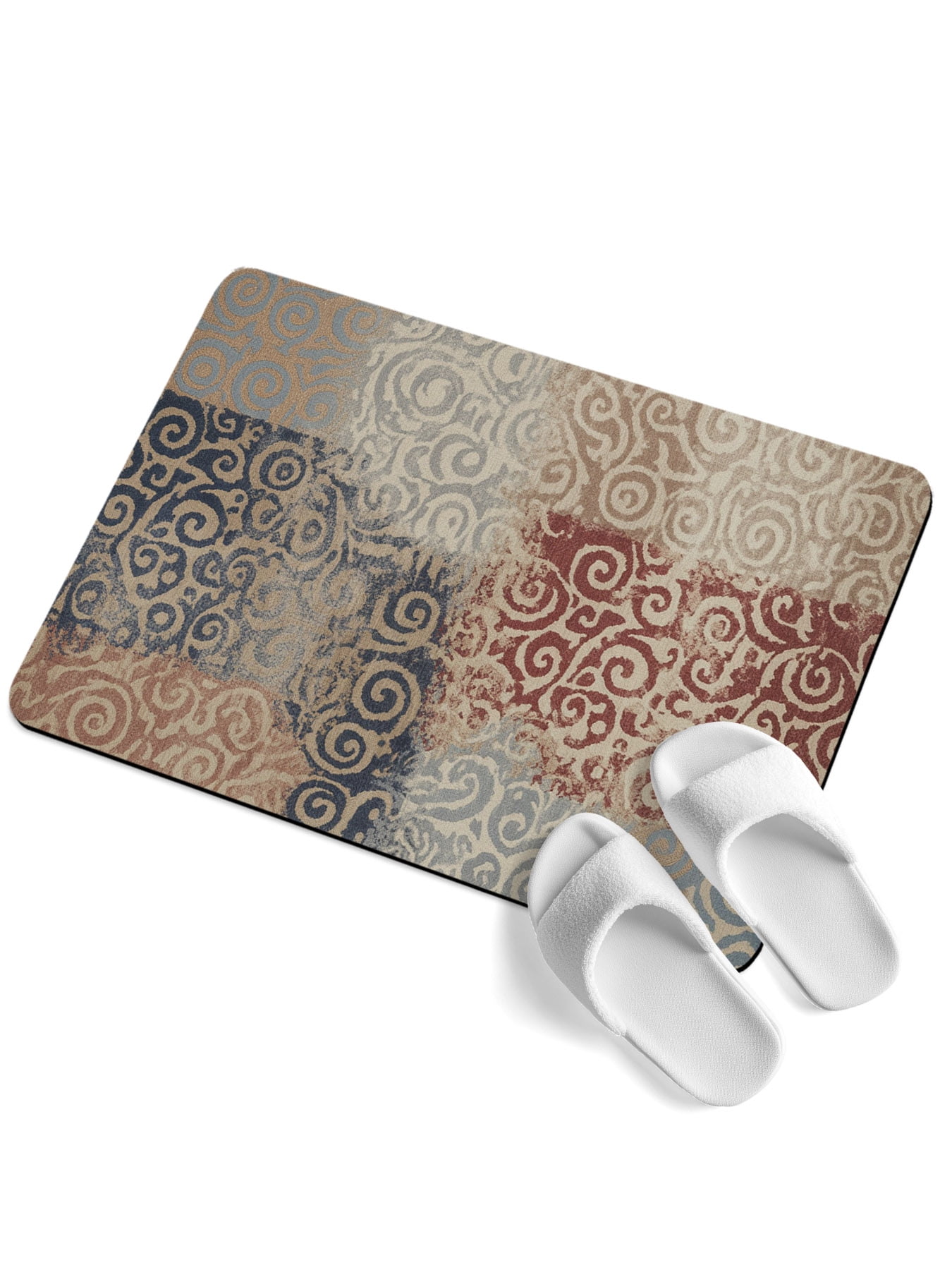 Brown Pattern Soft Diatomaceous Earth Mat, Retro Abstract Art Classic ...