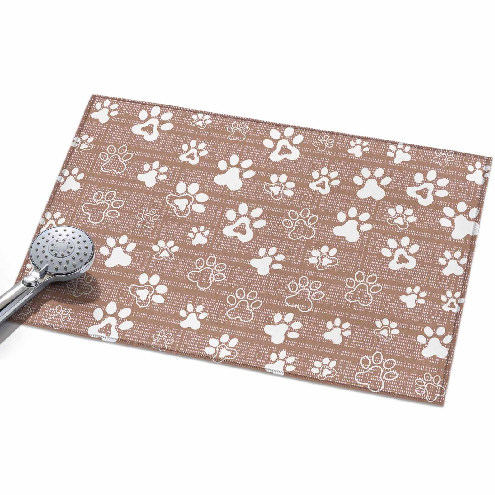 Brown Paw Print Area Rug, Modern Classic Gray White Animal Large Paw ...