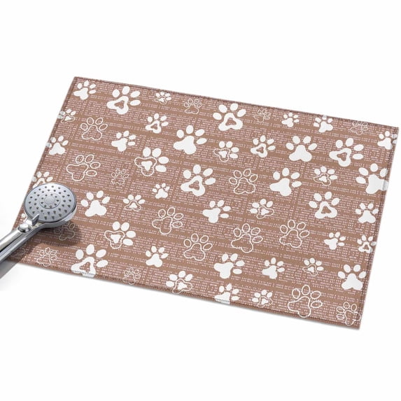 Brown Paw Print Rectangle Rug 2'x3' Modern Classic Gray White Animal ...