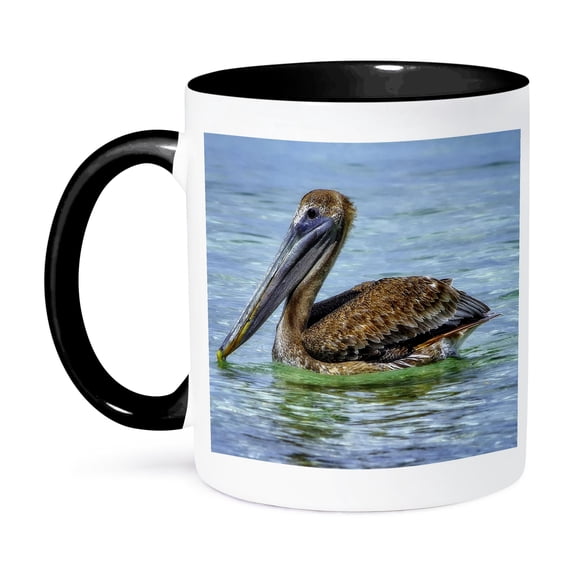3dRose, Brown Pelican, 15oz Two-Tone Black Mug