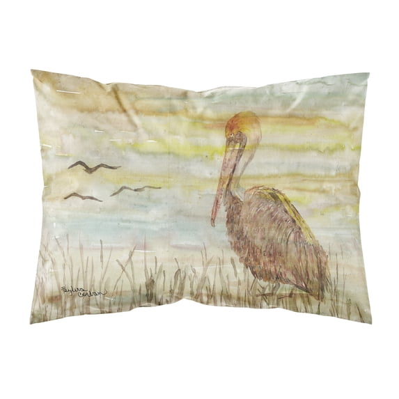 Brown Pelican Yellow Sky Fabric Standard Pillowcase