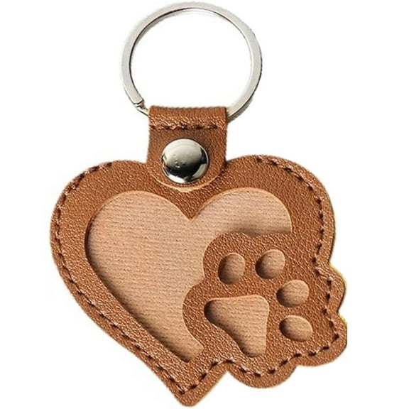 Brown Pet Hair Keepsake Keychain Memorial Gift Leather Paw Keyring Storage Pendant For Dog Cat Personalized Pet Lover Accessory 2.34 X 2.15 Inches
