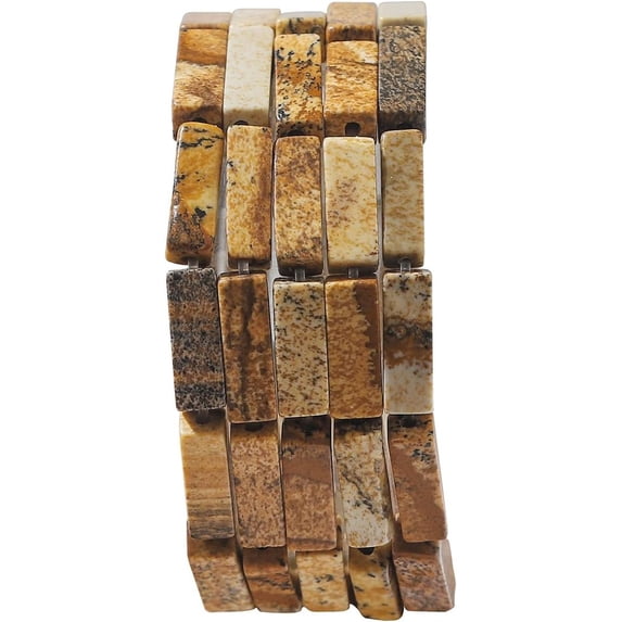 Brown Picture Jasper Tube Beads 13x4mm 30 count Rectangle Loose Semi ...
