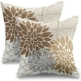 thumbnail image 1 of Brown Pillow Covers 18x18 Set of 2 Grey Gray Dahlia Modern Geometry Line Flower Summer Outdoor Decorative Throw Pillows Floral Farmhouse Pillowcases Linen Cushion Case Decor for Home Sofa Couch Bed, 1 of 6