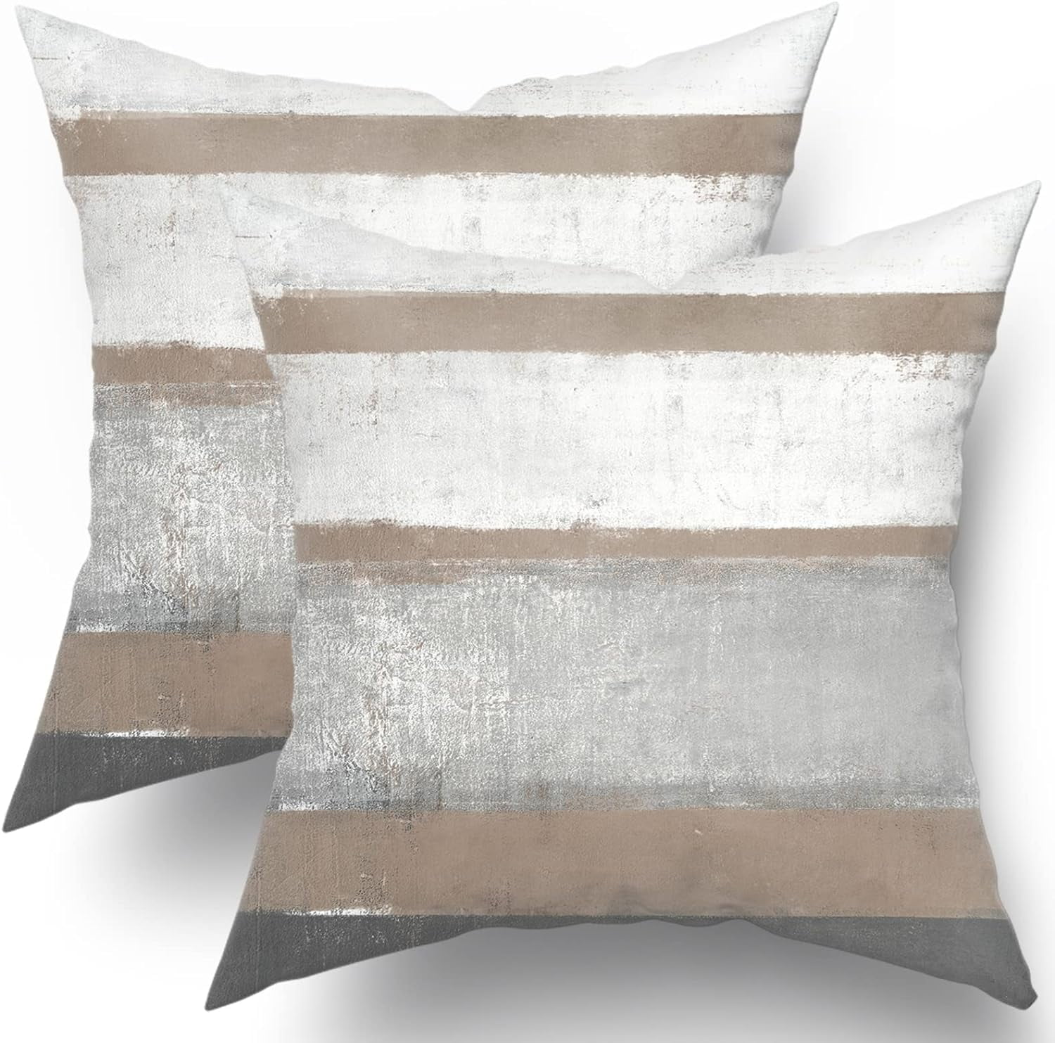 Brown Pillow Covers 18x18 Set of 2 Light Brown Grey Gray Modern