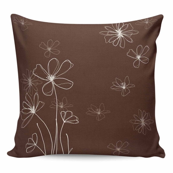 Brown Pillow Covers 24x24 Inch Decorative Throw Pillow Cover, Spring Flora Sofa Pillowcases Accent Cushion Case Home Decor Bedroom Living Room