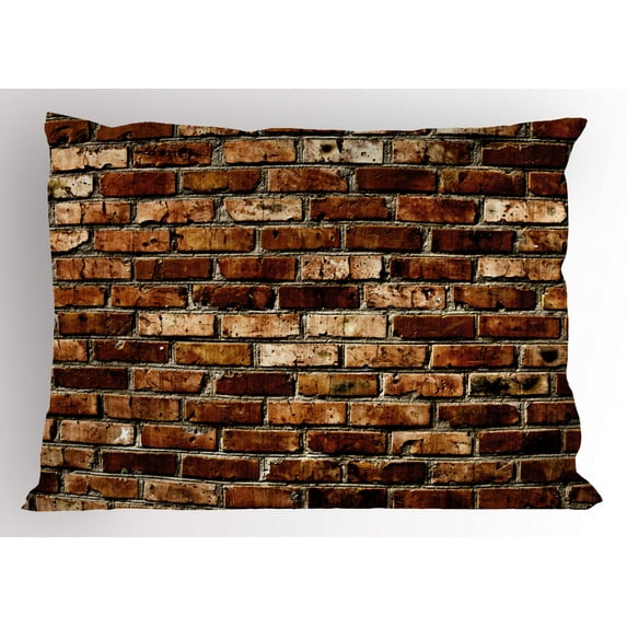 Brown Pillow Sham Old Grunge Brick Wall Aging Construction Rustic Home Structure Dirty Facade, Decorative Standard Queen Size Printed Pillowcase, 30 X 20 Inches, Brown Chesnut Brown, by Ambesonne