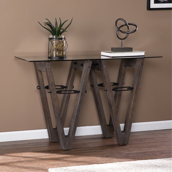 Brown Pine Glass - Top Console Table | Perfect for Displaying Potted Plants | Gives Natural Look to Home