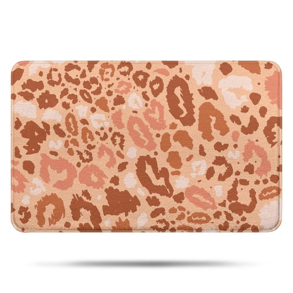 Brown and Pink Of Leopard Print Bathroom Rugs Mat,Non Slip Microfiber Bathroom Rug,Rubber Backing,Soft Bathroom Mats for Bathroom Floor,Tub and Shower,17x27in(43x68cm)