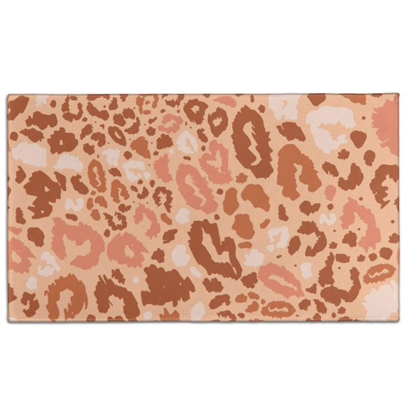 Brown and Pink Of Leopard Print Door Rugs,Washable Non Slip Door Mats Indoor,Decorative Door Mats,Entry Mat Indoor for Entrance,Bedroom,Kitchen,Bathroom,17"x30"