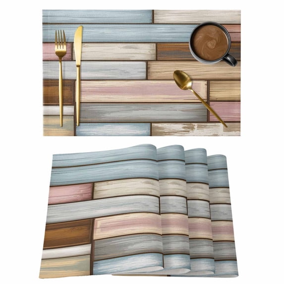 Brown Pink Vintage Placemats Set of 12 Retro Farmhouse Elegant Pastoral Place Mats Indoor Wipeable Table Mats Washable Cloth Dining Table Placemats for Kitchen Holiday Party Home Decor 13x19 Inch