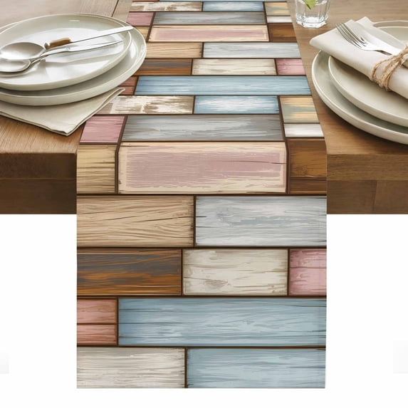 Brown Pink Vintage Table Runner - 120 Inch Long, Kitchen Dining Table Runner Dresser Scarves, Retro Farmhouse Elegant Pastoral Farmhouse Decor for Coffee Tables Wedding Party Banquet
