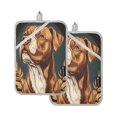 thumbnail image 1 of Brown Pit Bull Illustration Square Insulation Pads 2 Piece Heat Resistant 338 Degrees F Oven Mitts for Kitchen Table BBQ Microwave and Other Cooking Occasions, 1 of 7