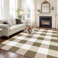 thumbnail image 1 of Brown Plaid Area Rug 5x8 FT, Non Slip Bedroom Throw Carpet, Spring Summer Farmhouse Buffalo Checkered Washable Soft Floor Carpet Non-Shedding Rug for Living Room Nursery Dorm Office, 1 of 9