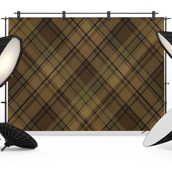 Brown Plaid Backdrops for Photography, Rustic Farmhouse Abstract Fabric Photo Background Sturdy Studio Props for Photo Studio, Video Recording, Booth & Photoshoot 7x5ft